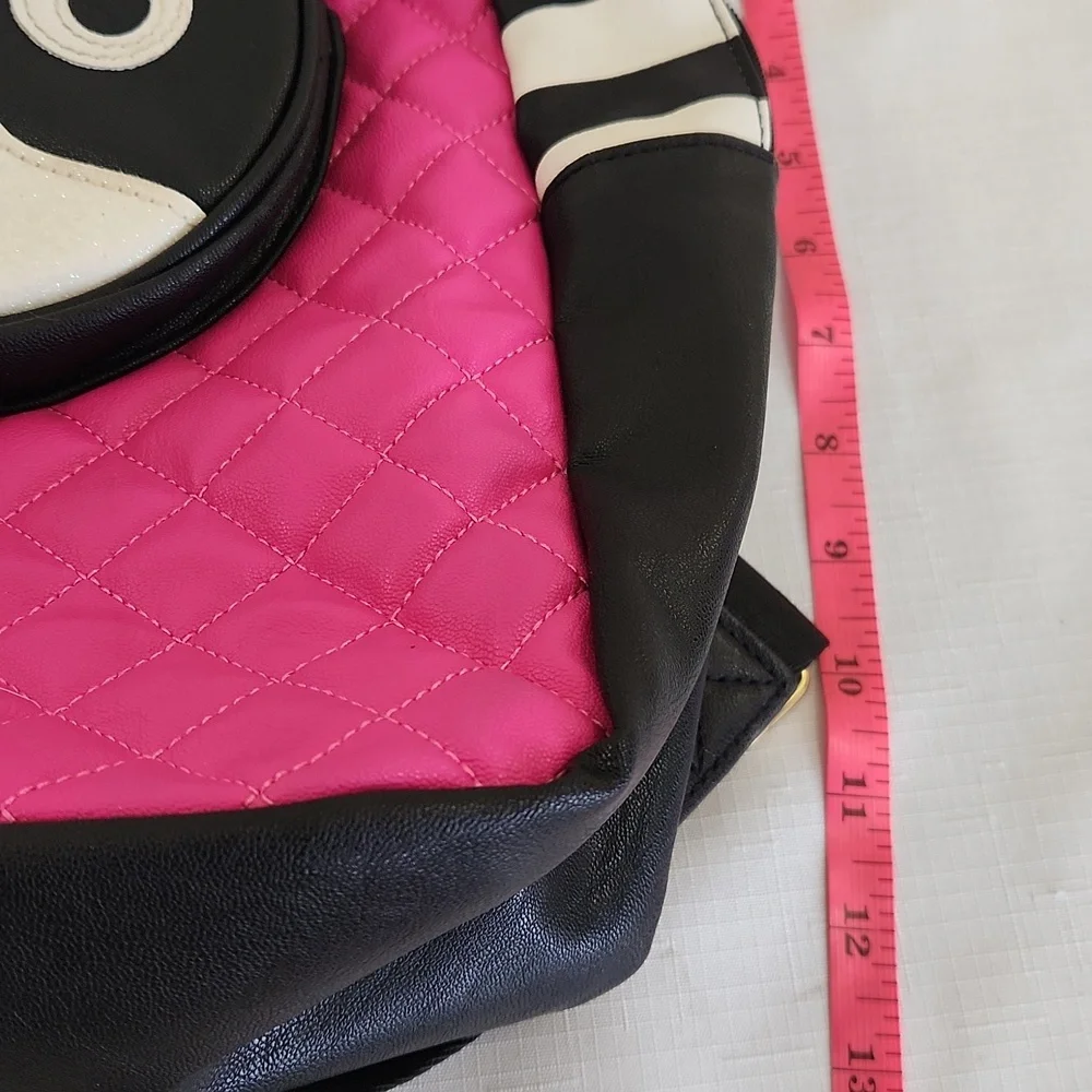 Betsey Johnson Frenchie Puppy Dog Backpack. Quilted Pink Black White. Size 13x11